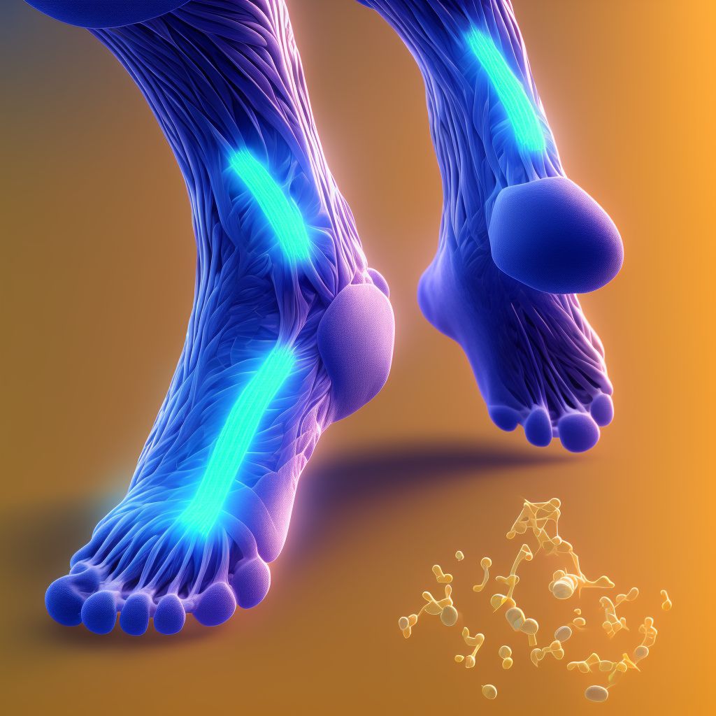 Strain of intrinsic muscle and tendon at ankle and foot level, unspecified foot digital illustration