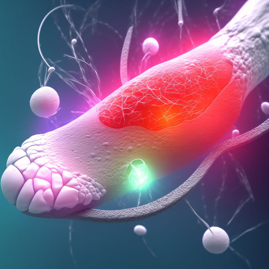 Laceration of intrinsic muscle and tendon at ankle and foot level, right foot digital illustration