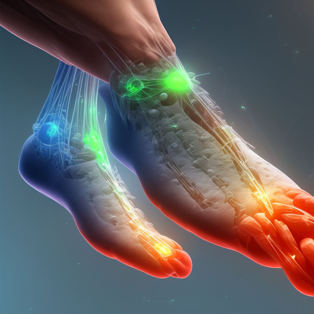 Strain of other specified muscles and tendons at ankle and foot level, right foot digital illustration