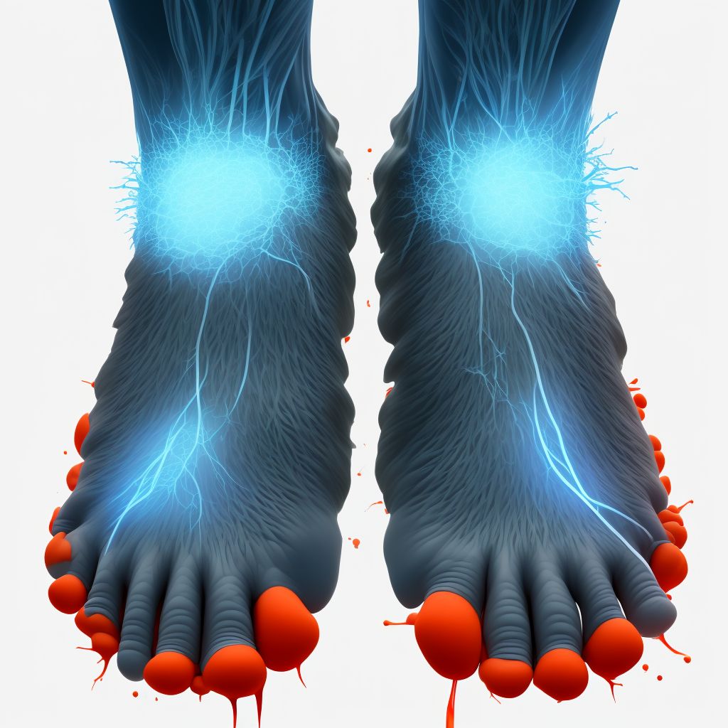 Laceration of other specified muscles and tendons at ankle and foot level, right foot digital illustration