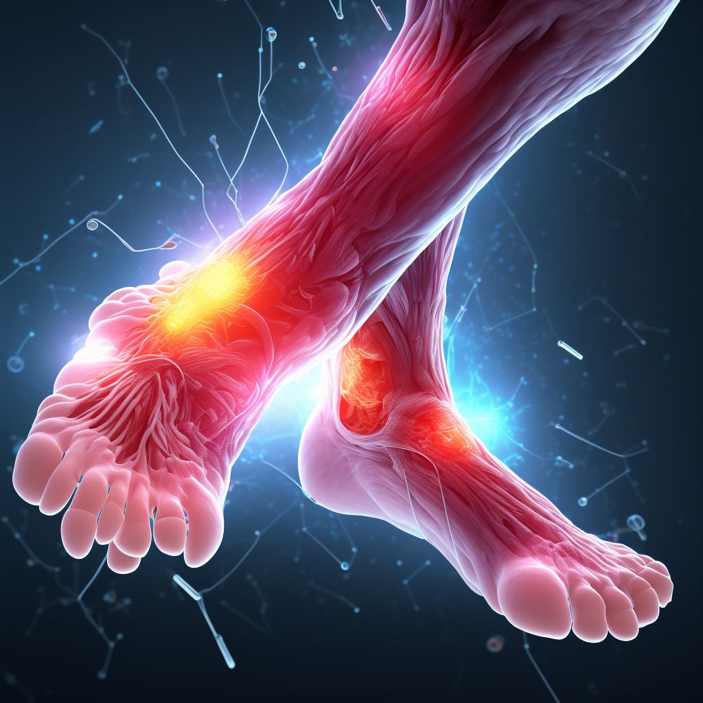 Other specified injury of other specified muscles and tendons at ankle and foot level, left foot digital illustration