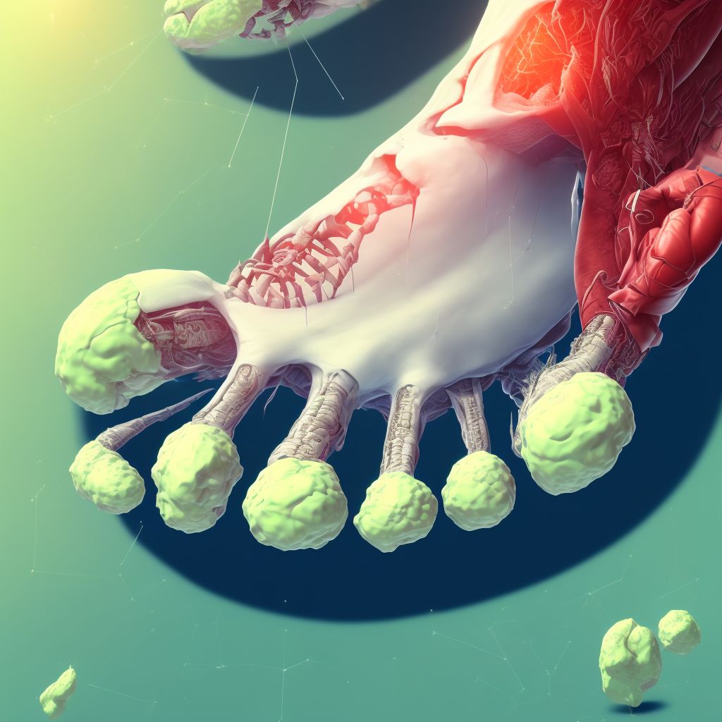 Complete traumatic amputation of left great toe digital illustration