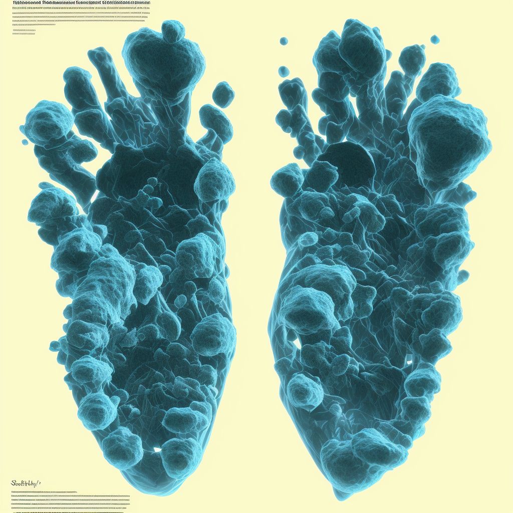 Salter-Harris Type II physeal fracture of left metatarsal digital illustration