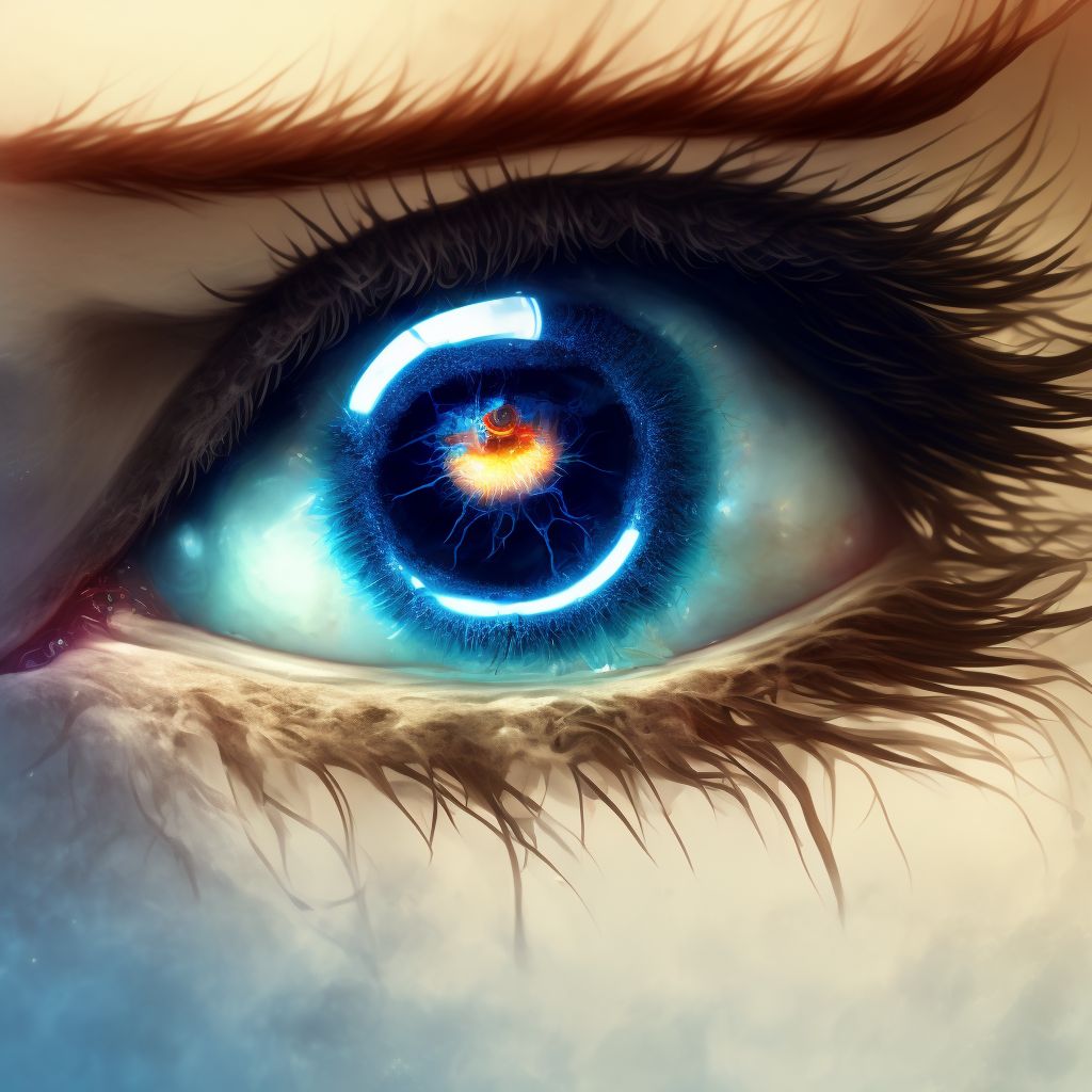 Foreign body in cornea, left eye digital illustration