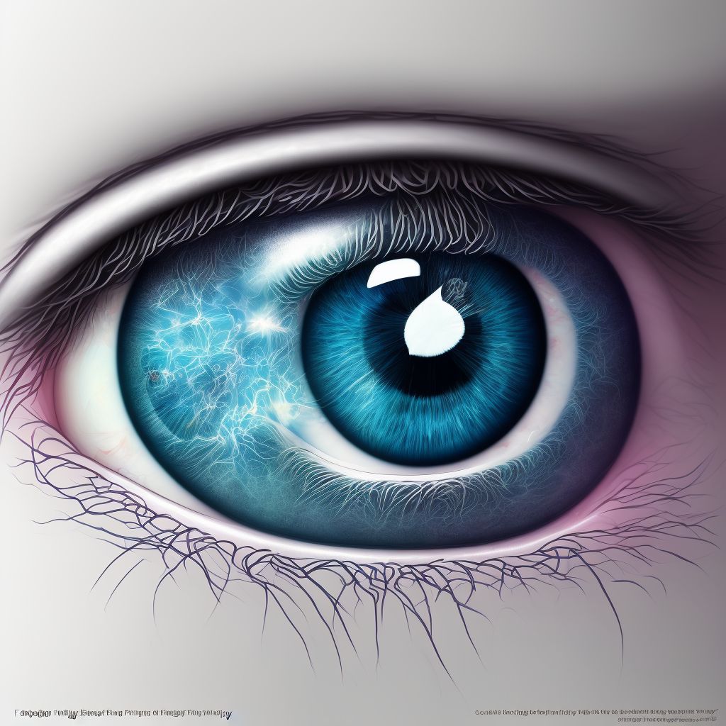 Foreign body in other and multiple parts of external eye, right eye digital illustration