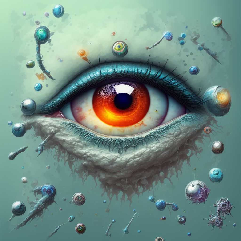 Foreign body in other and multiple parts of external eye, left eye digital illustration