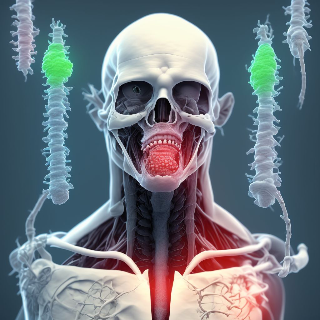 Unspecified foreign body in larynx causing other injury digital illustration