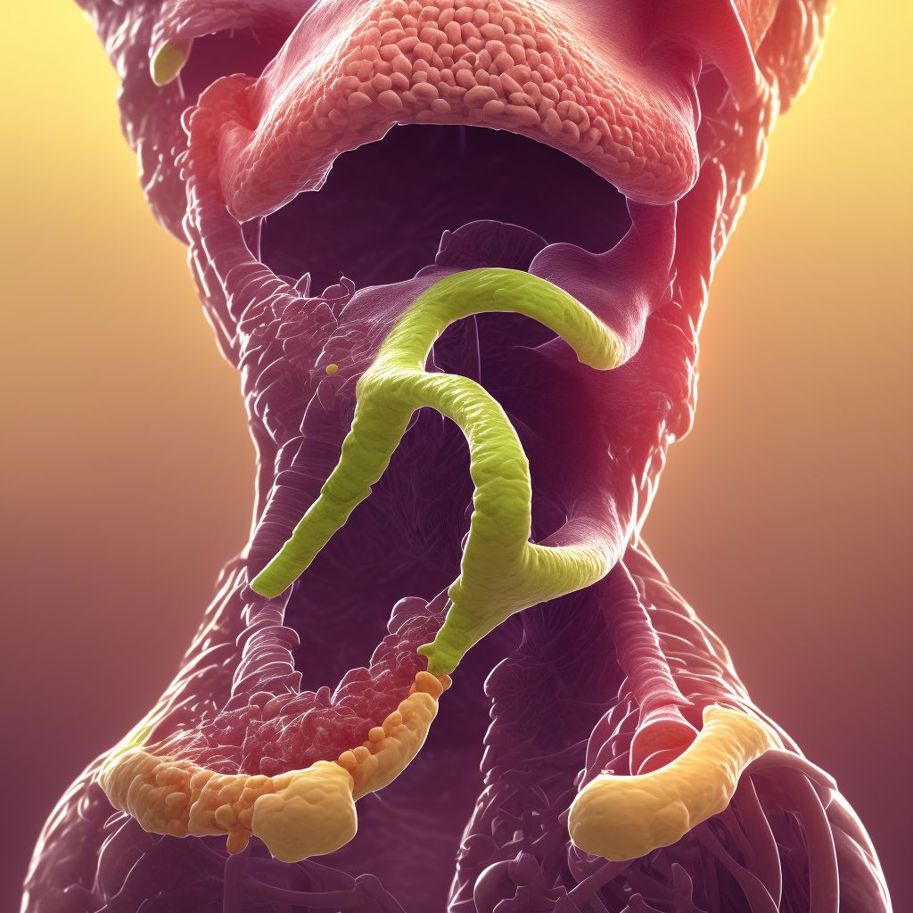 Gastric contents in larynx causing other injury digital illustration