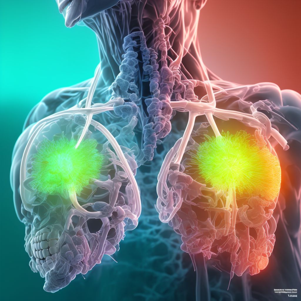 Unspecified foreign body in other parts of respiratory tract causing other injury digital illustration