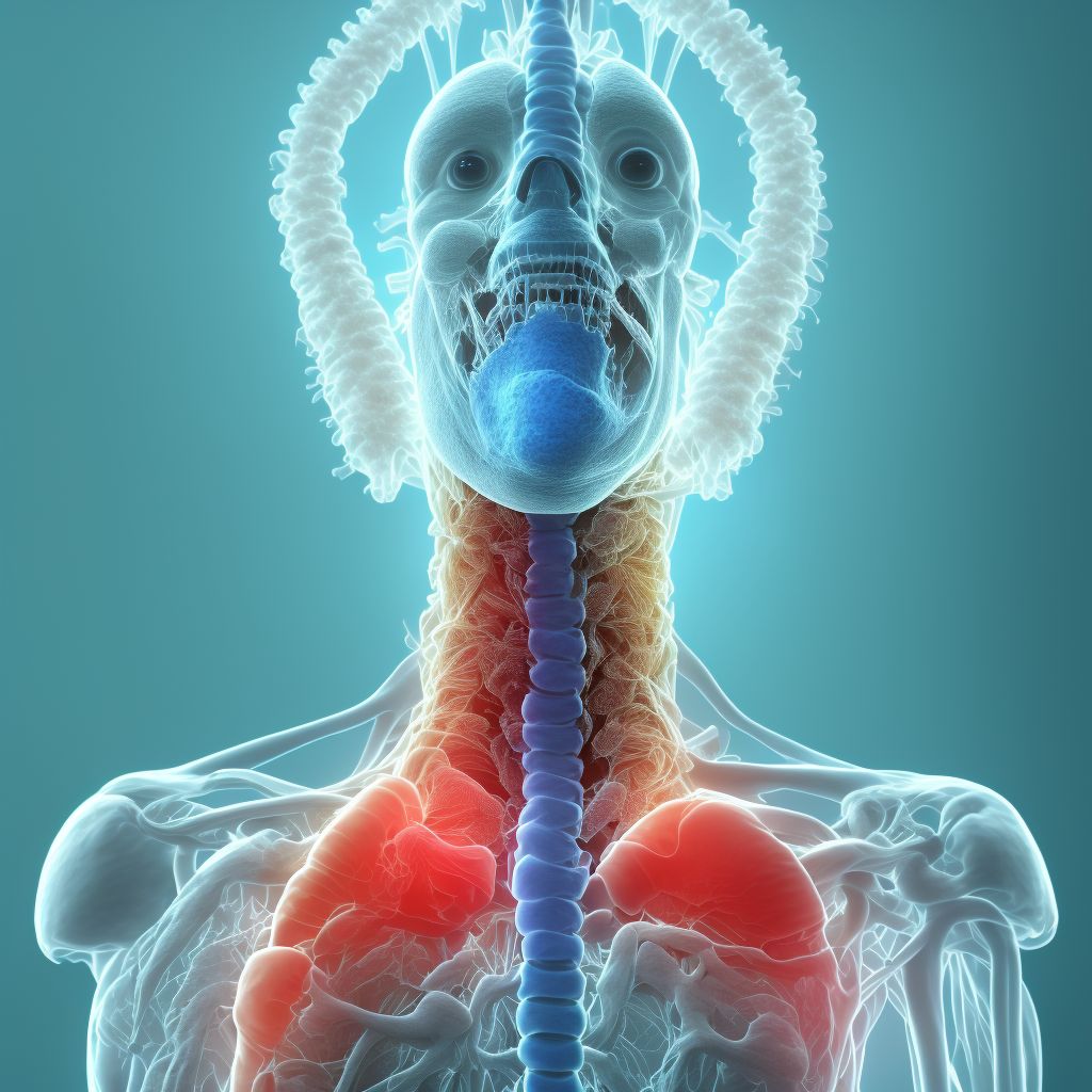 Unspecified foreign body in esophagus causing compression of trachea digital illustration