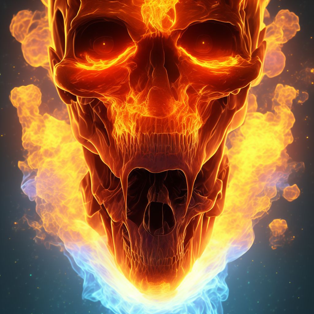 Burn of first degree of multiple sites of head, face, and neck digital illustration