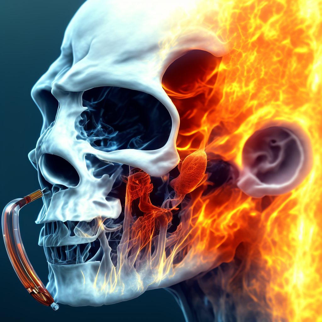 Burn of second degree of unspecified ear [any part, except ear drum] digital illustration