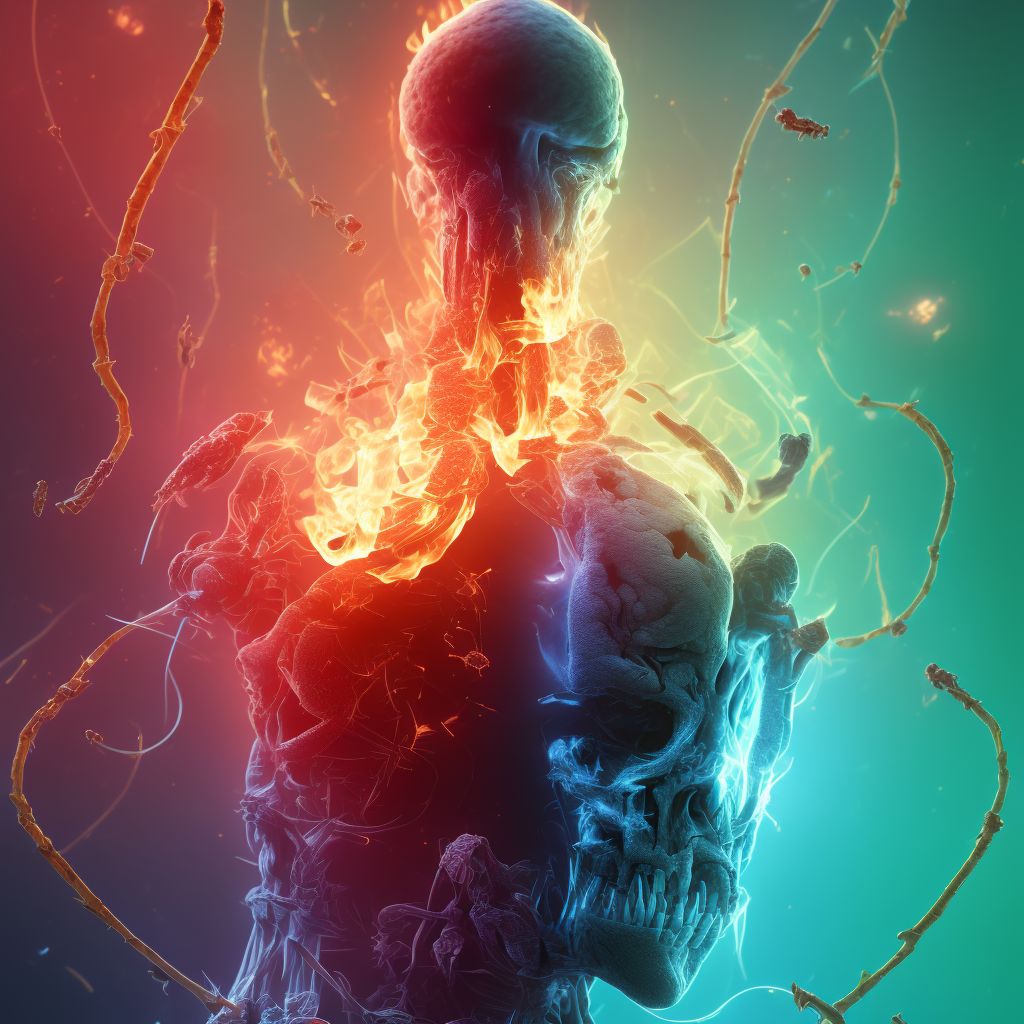 Burn of second degree of neck digital illustration