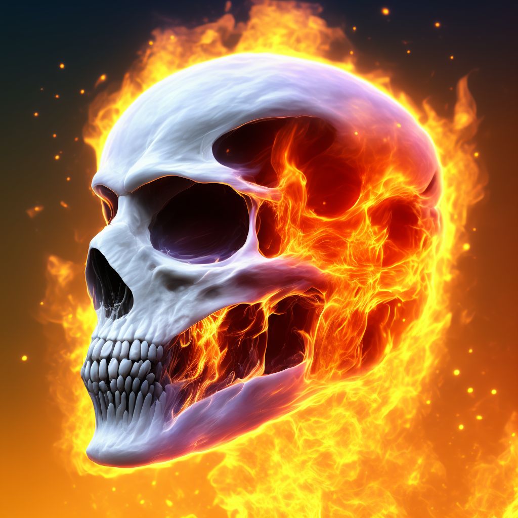 Burn of second degree of multiple sites of head, face, and neck digital illustration