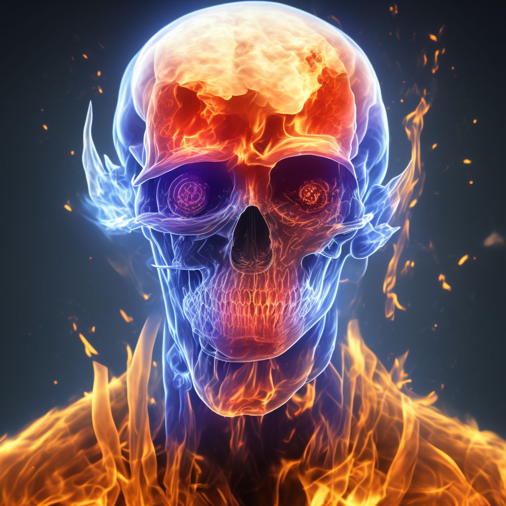 Burn of third degree of head, face, and neck digital illustration