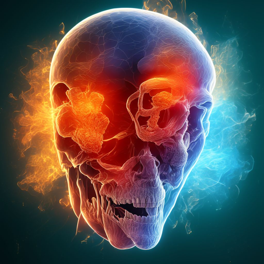 Burn of third degree of multiple sites of head, face, and neck digital illustration