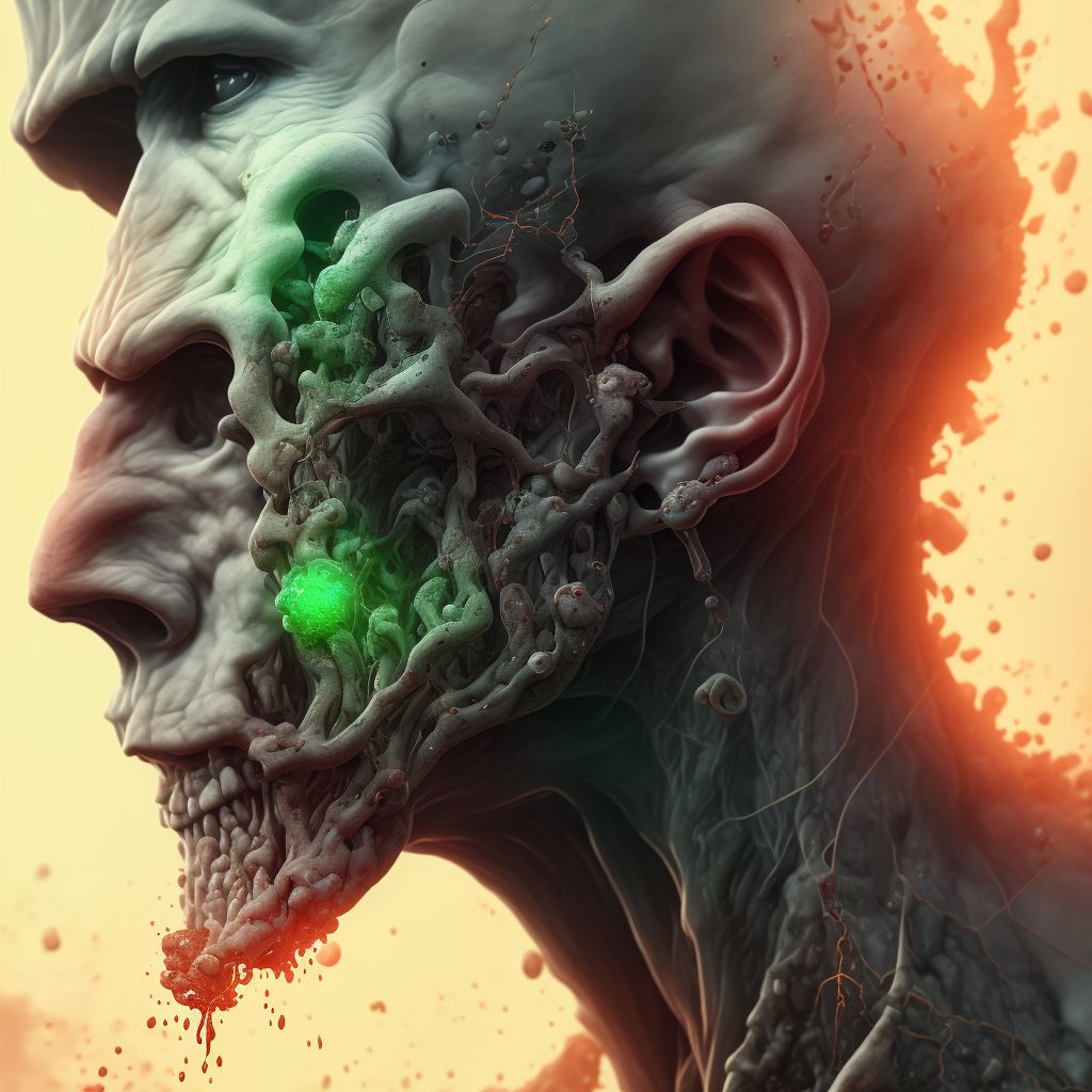 Corrosion of unspecified degree of left ear [any part, except ear drum] digital illustration
