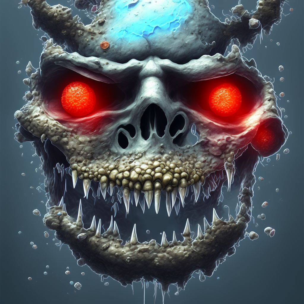 Corrosion of second degree of chin digital illustration