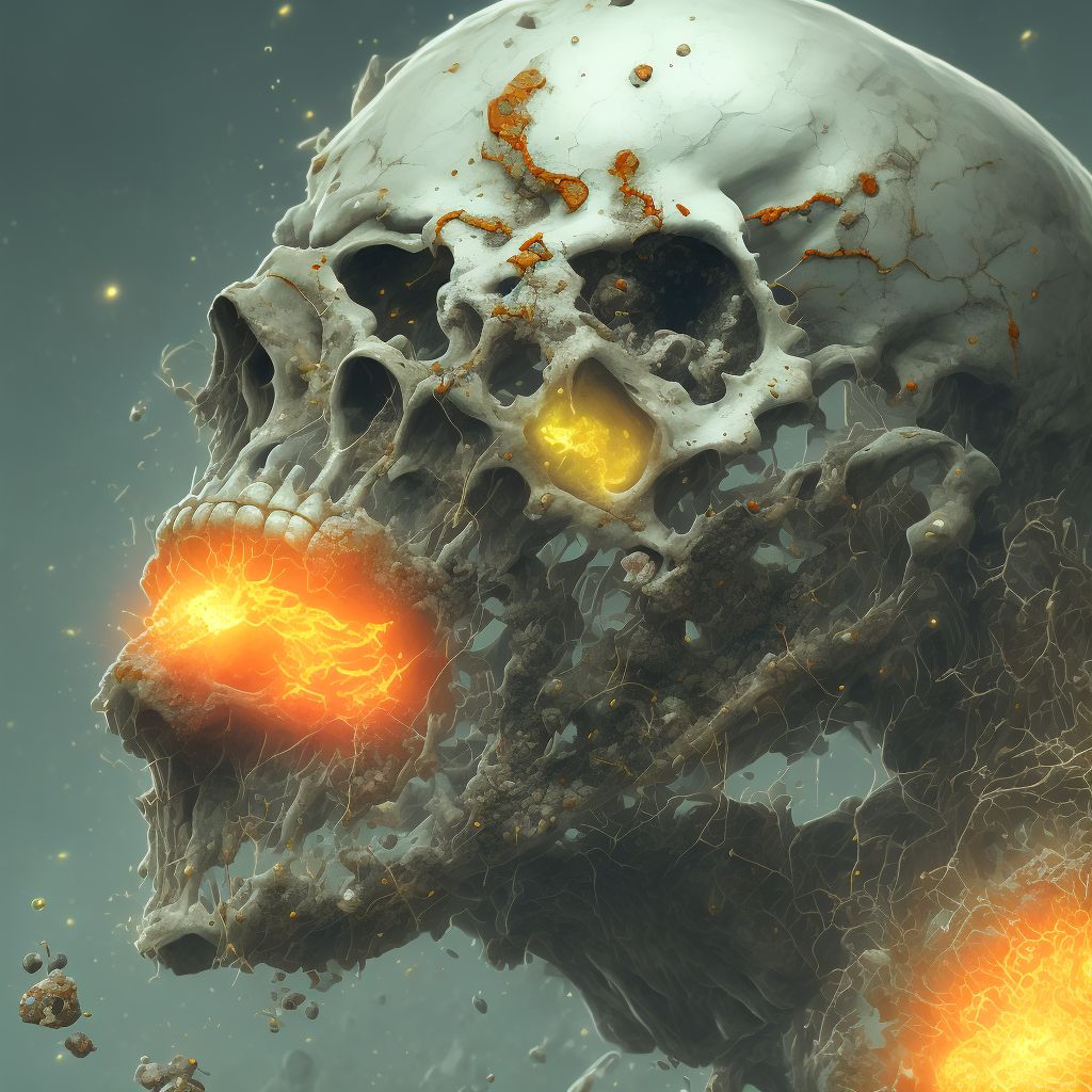 Corrosion of third degree of chin digital illustration