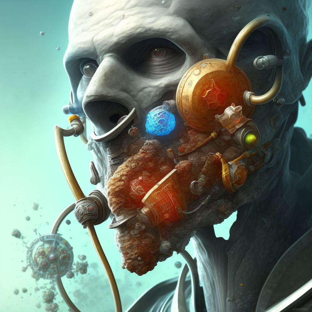 Corrosion of third degree of nose (septum) digital illustration
