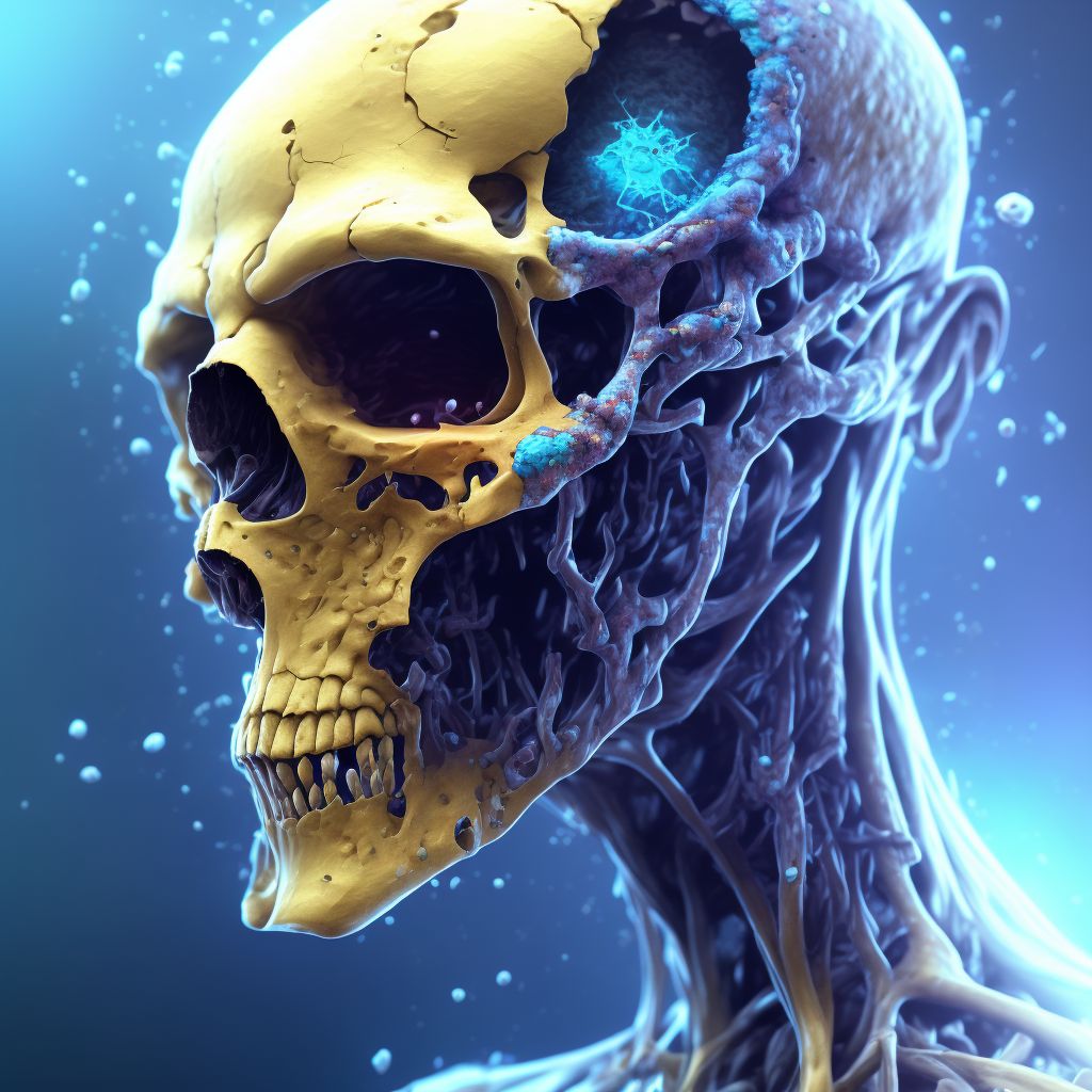 Corrosion of third degree of forehead and cheek digital illustration