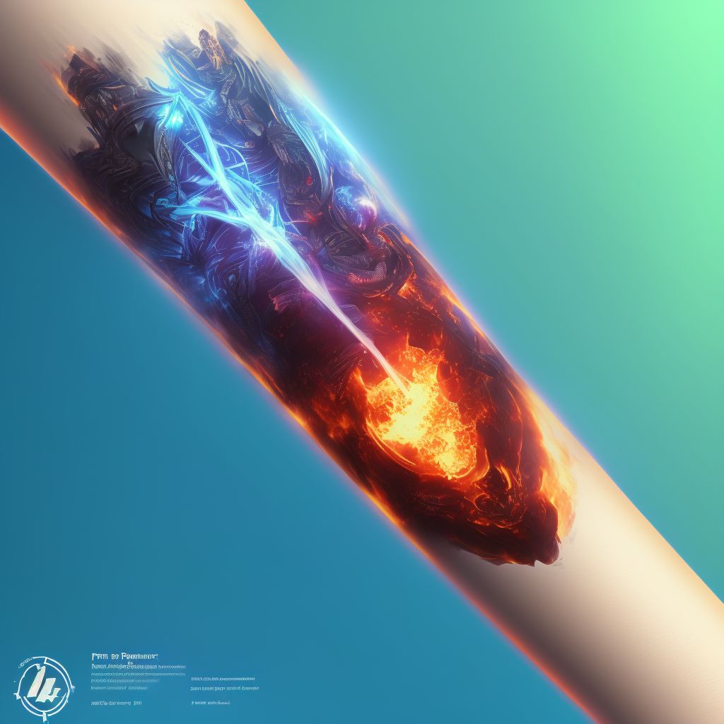 Burn of first degree of right forearm digital illustration