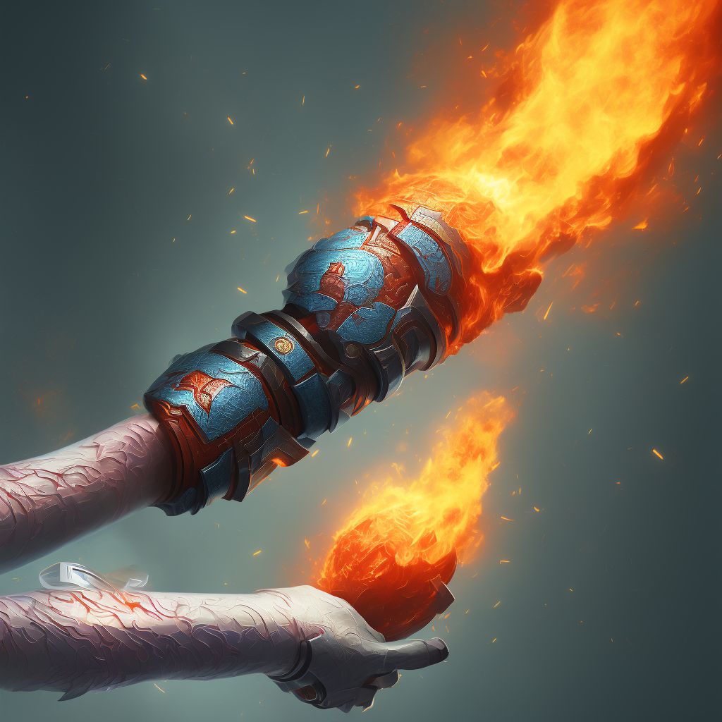 Burn of second degree of left forearm digital illustration