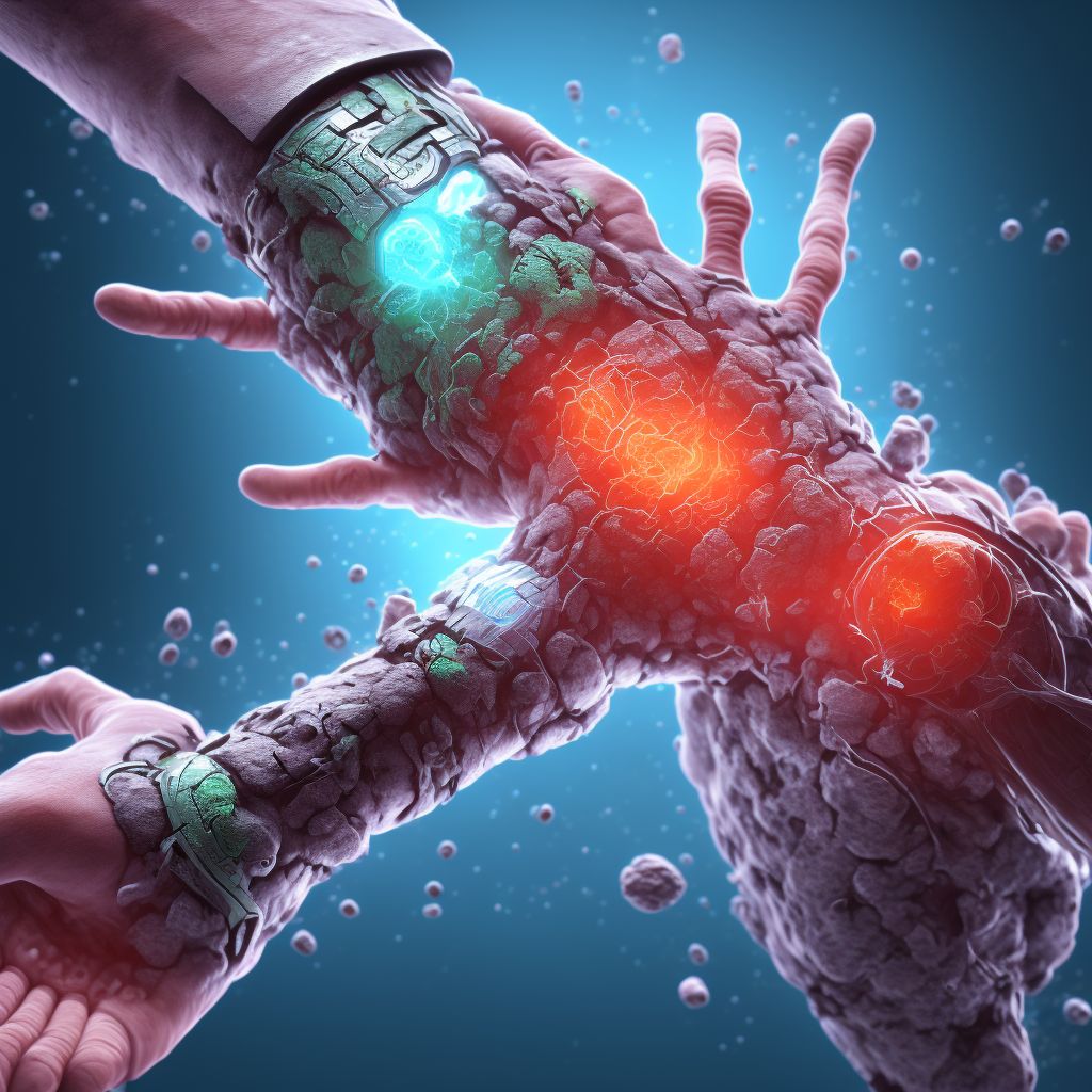 Corrosion of second degree of multiple sites of unspecified shoulder and upper limb, except wrist and hand digital illustration