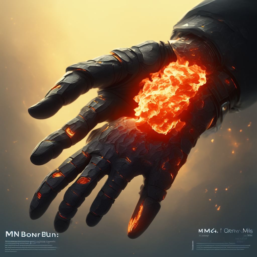 Burn of unspecified degree of wrist and hand digital illustration