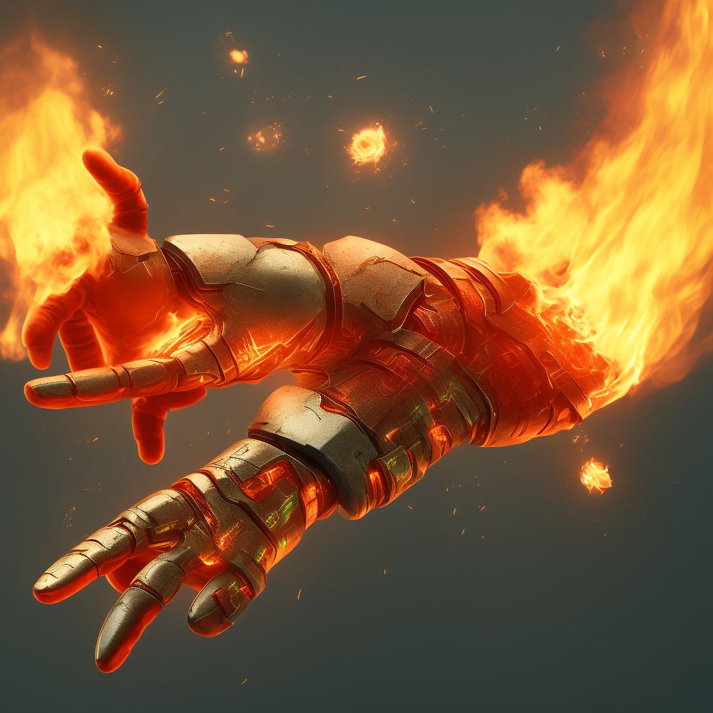 Burn of unspecified degree of right hand, unspecified site digital illustration