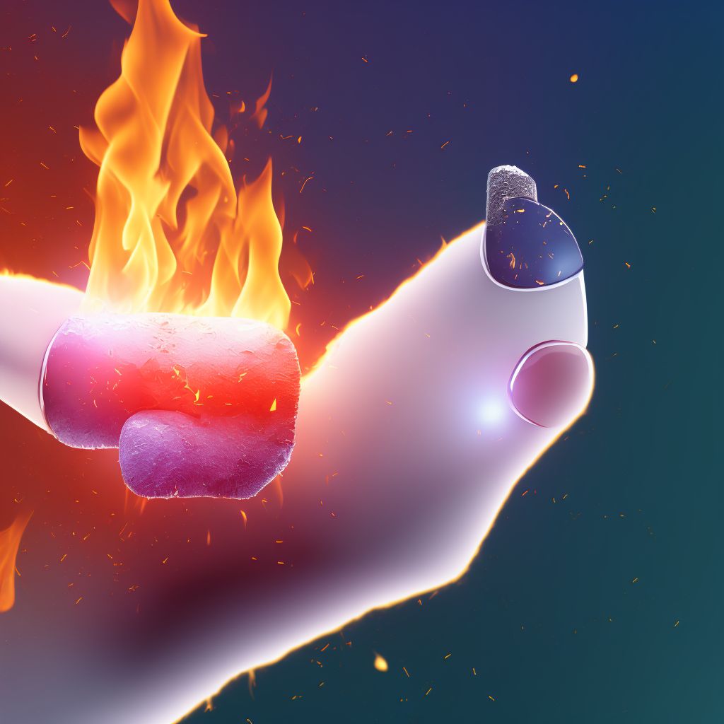 Burn of first degree of single right finger (nail) except thumb digital illustration