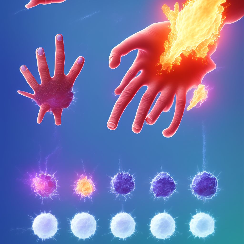 Burn of first degree of multiple fingers (nail), not including thumb digital illustration