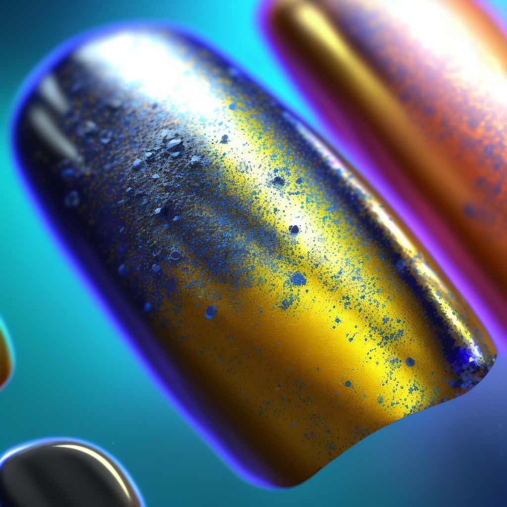 Corrosion of unspecified degree of single right finger (nail) except thumb digital illustration