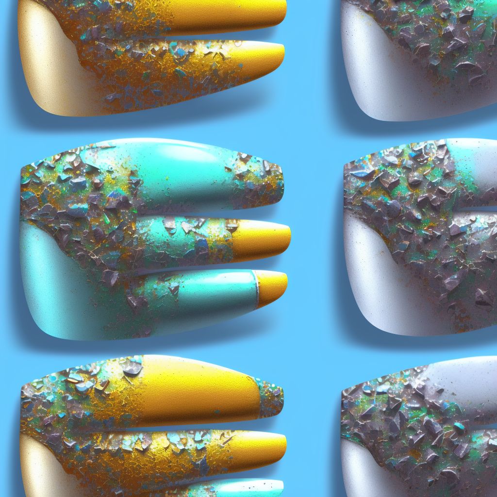 Corrosion of unspecified degree of multiple fingers (nail), not including thumb digital illustration