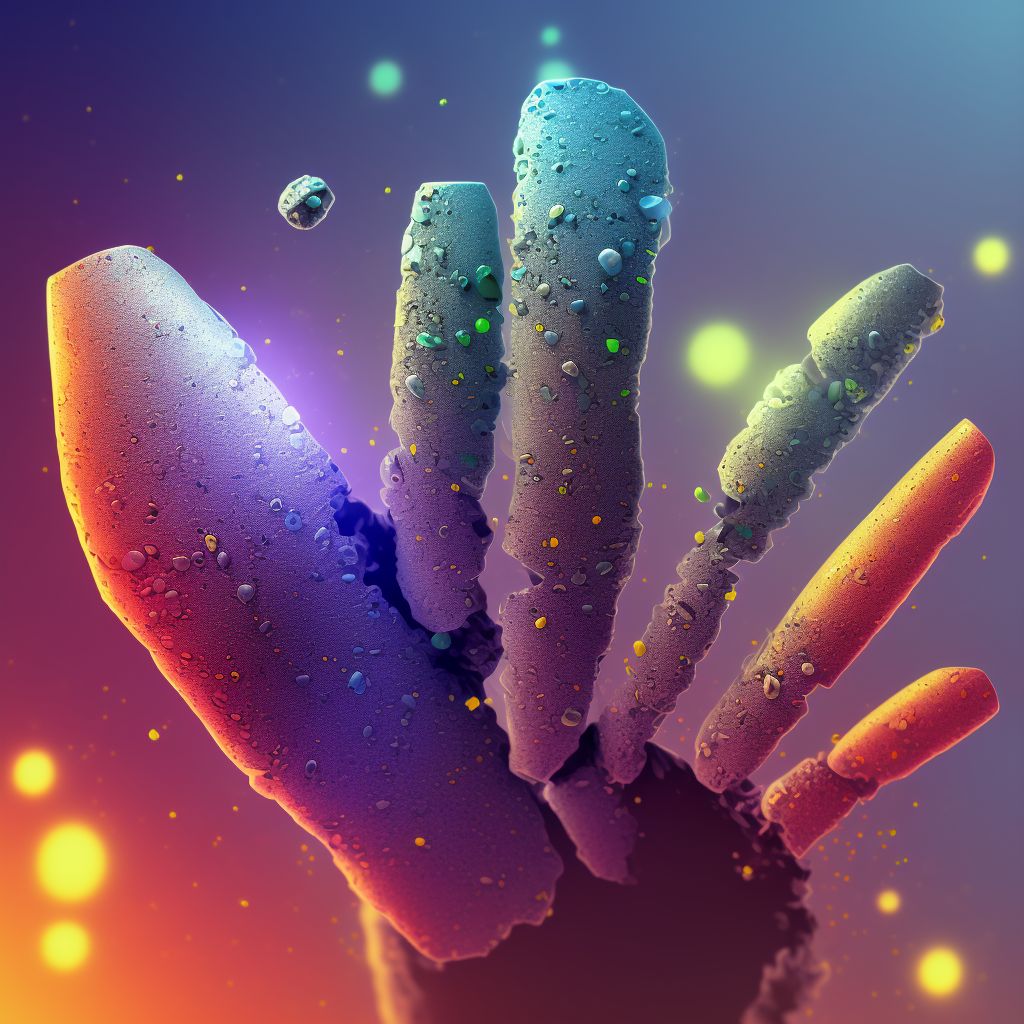 Corrosion of unspecified degree of multiple left fingers (nail), including thumb digital illustration