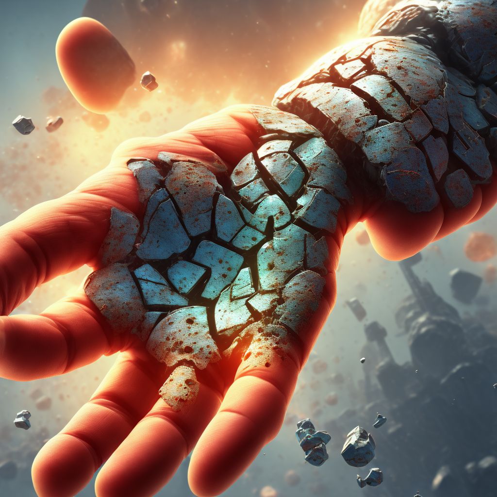 Corrosion of unspecified degree of right palm digital illustration