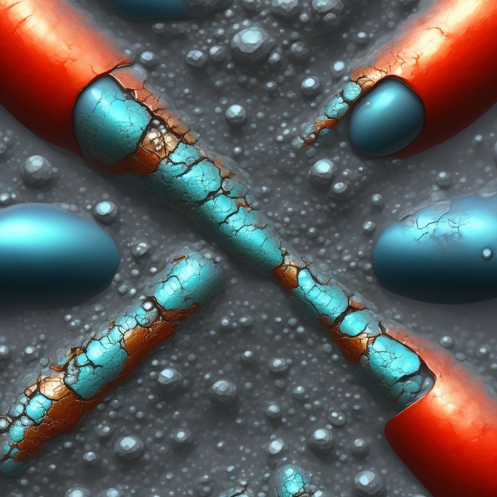 Corrosion of first degree of multiple left fingers (nail), not including thumb digital illustration
