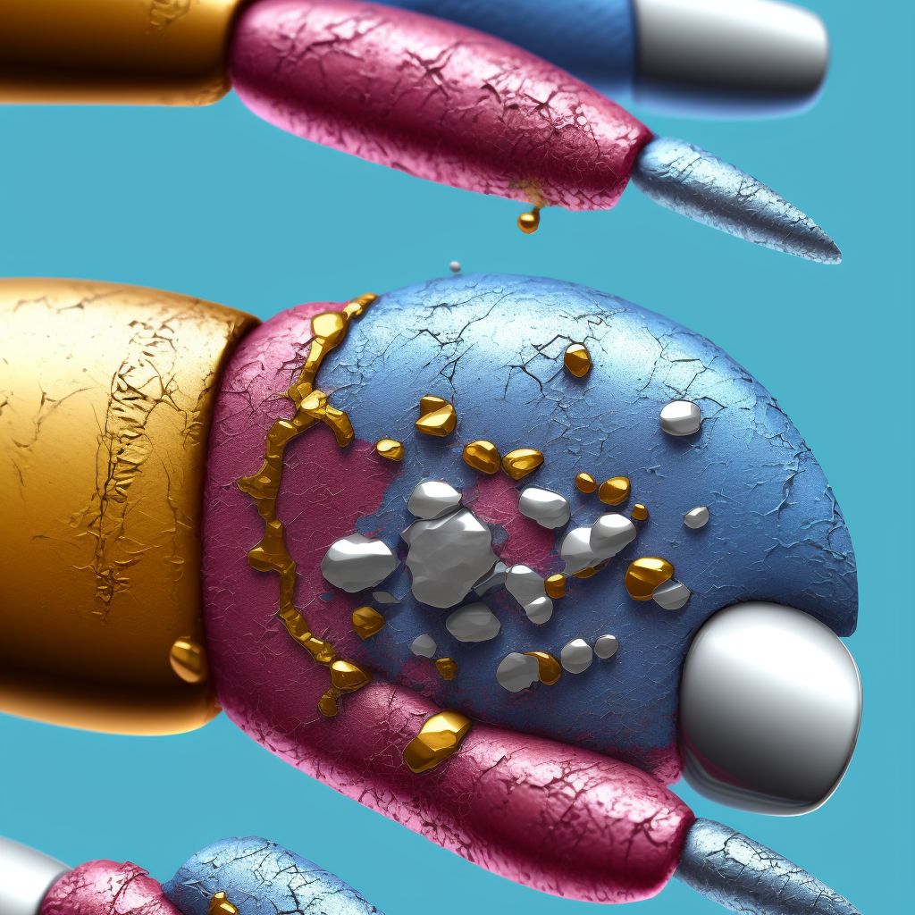 Corrosion of first degree of multiple right fingers (nail), including thumb digital illustration