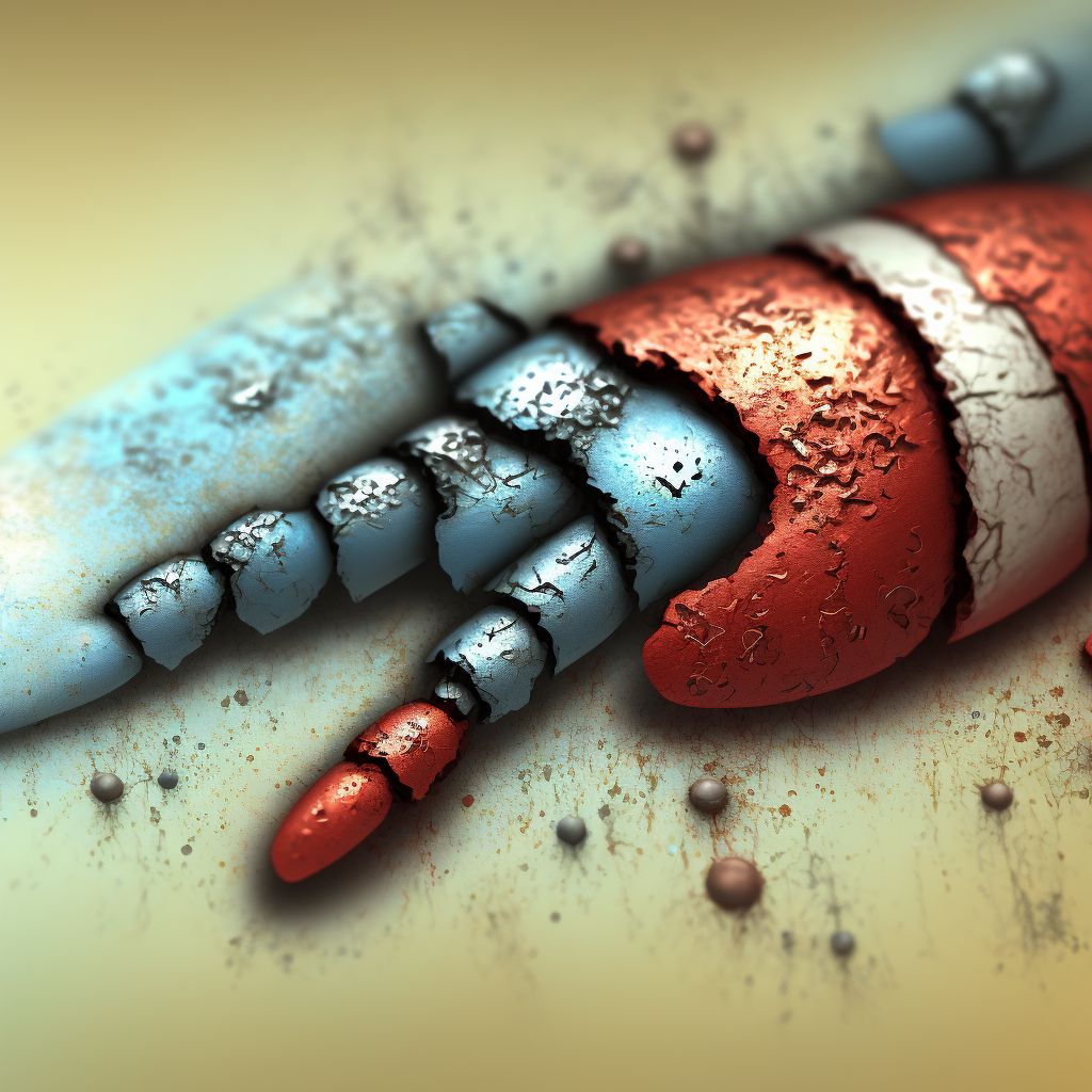 Corrosion of second degree of multiple right fingers (nail), not including thumb digital illustration