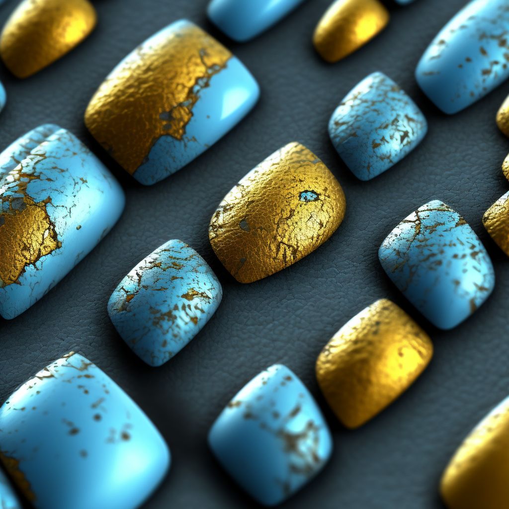 Corrosion of second degree of multiple fingers (nail), including thumb digital illustration