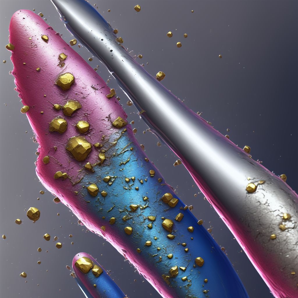 Corrosion of third degree of single right finger (nail) except thumb digital illustration