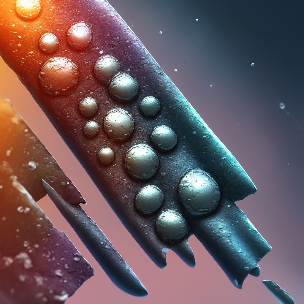 Corrosion of third degree of multiple fingers (nail), not including thumb digital illustration