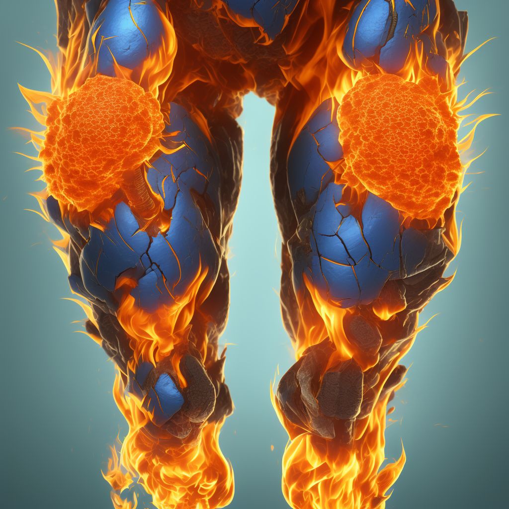 Burn of first degree of unspecified thigh digital illustration