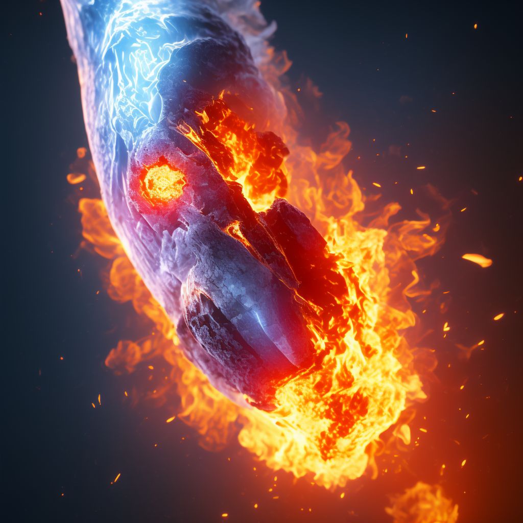 Burn of second degree of unspecified knee digital illustration