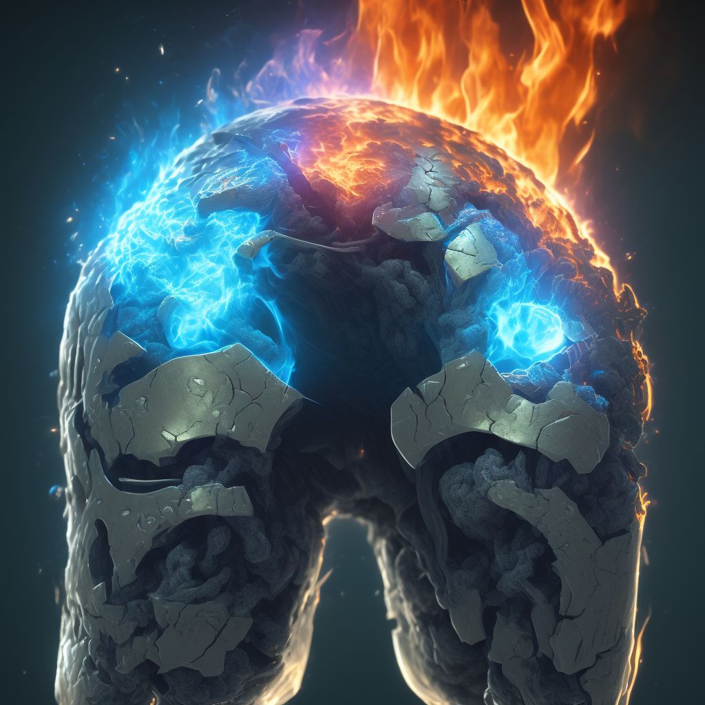 Burn of third degree of right thigh digital illustration