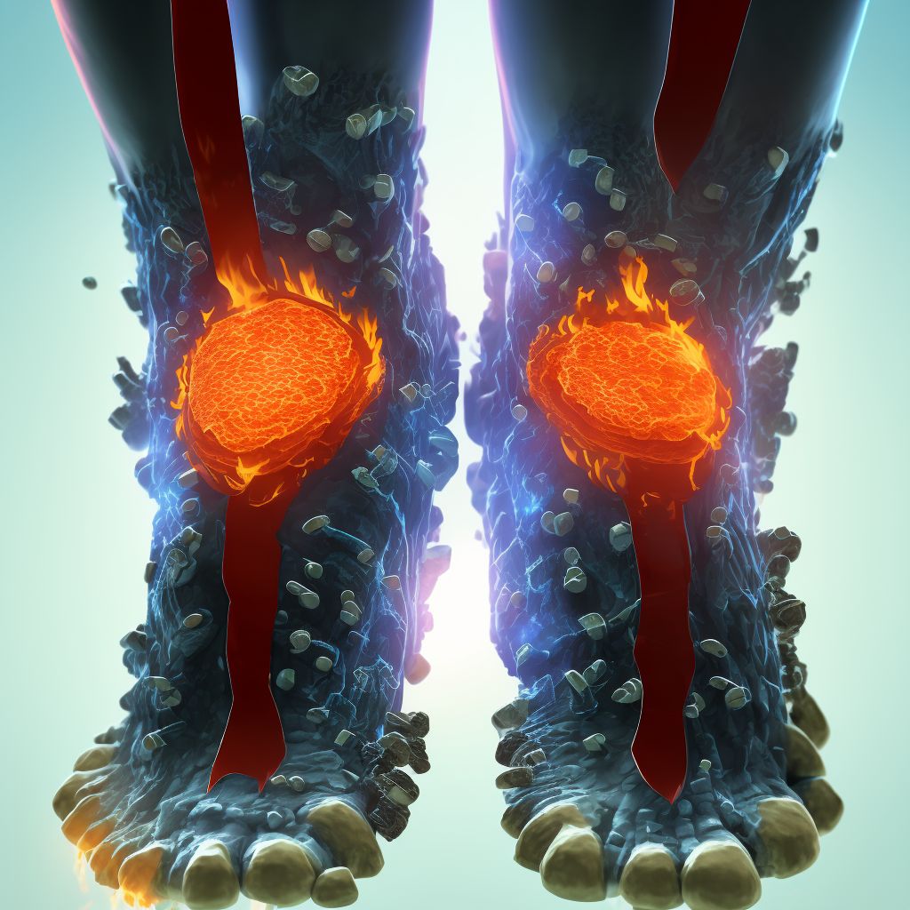 Burn of third degree of multiple sites of lower limb, except ankle and foot digital illustration