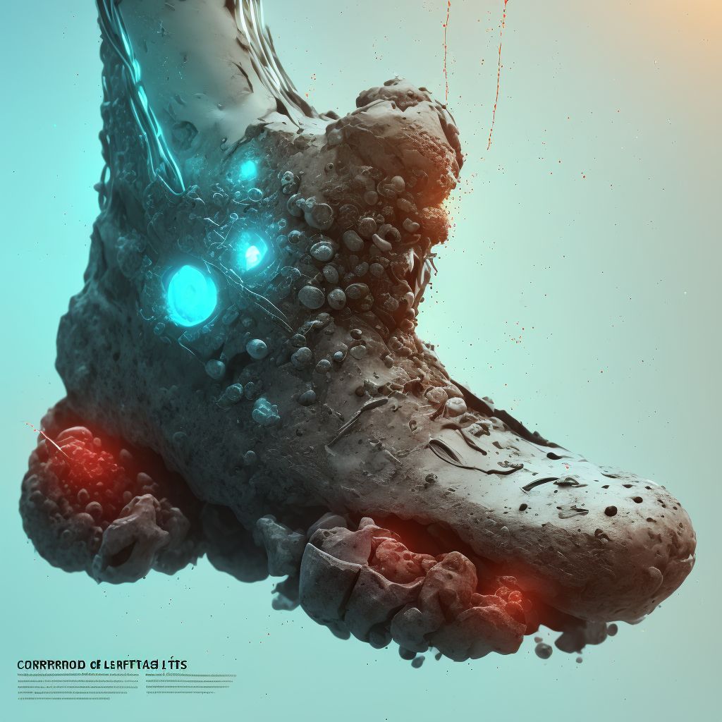 Corrosion of unspecified degree of unspecified site of left lower limb, except ankle and foot digital illustration