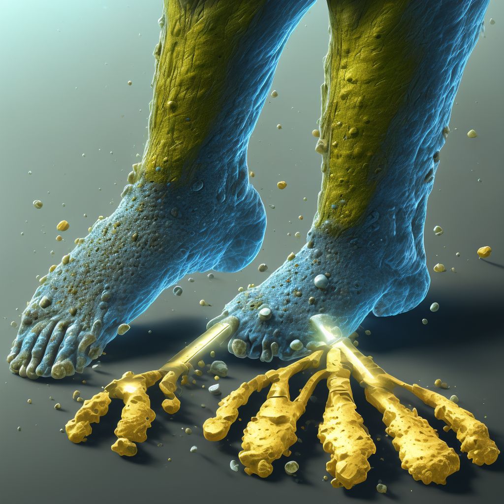 Corrosion of first degree of multiple sites of left lower limb, except ankle and foot digital illustration
