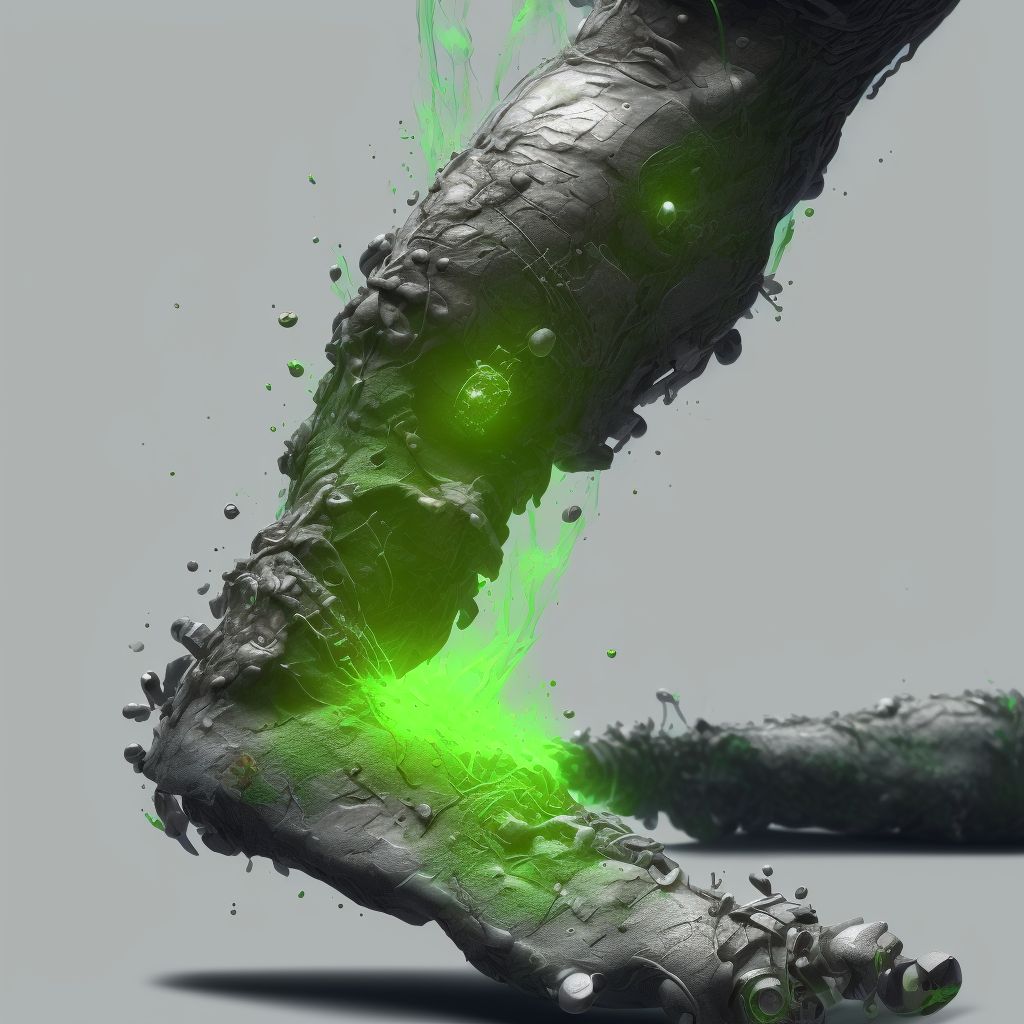 Corrosion of second degree of lower limb, except ankle and foot digital illustration