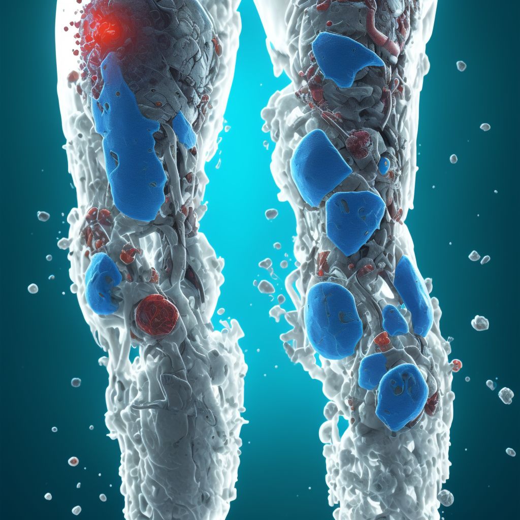 Corrosion of second degree of left lower leg digital illustration